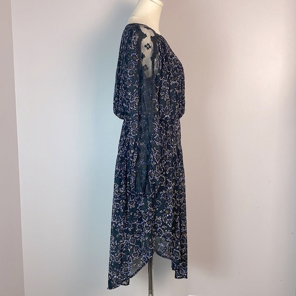 Free People Open Waters Charlotte Long Lace Sleeve Floral Dress small - Picture 7 of 16